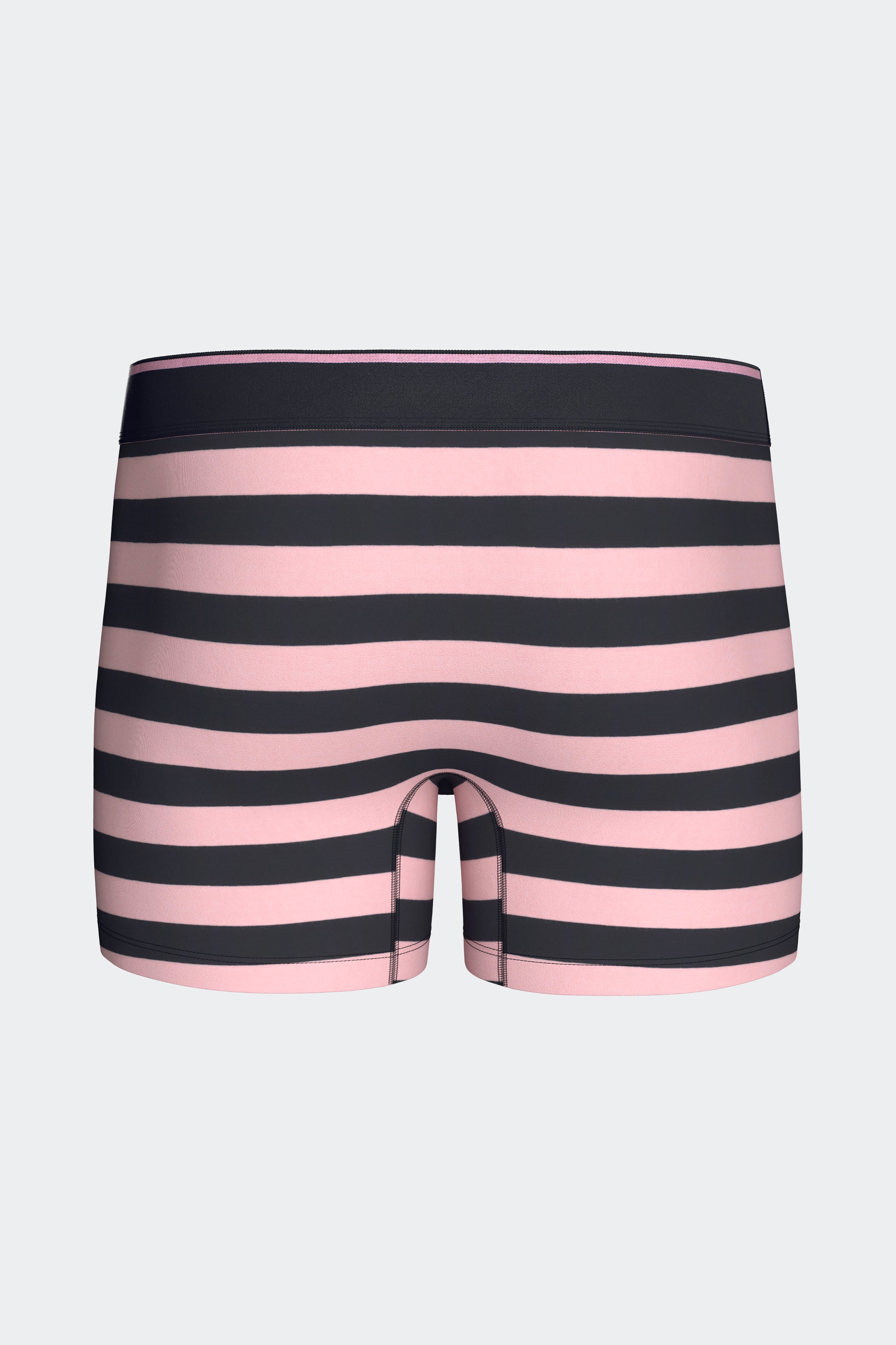 Lot de 3 boxers en jersey de coton stretch unis et rayés marine et rose