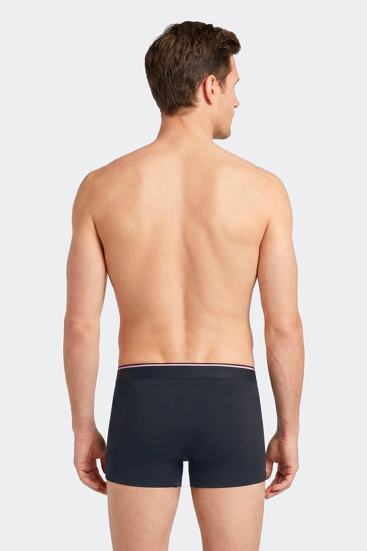 Lot de 3 boxers en jersey de coton stretch unis et rayés marine et rose