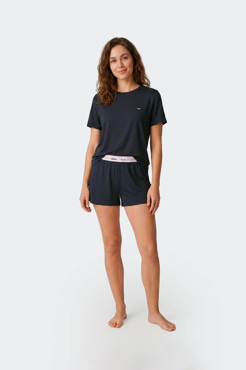 Ensemble pyjama court en Tencel stretch marine - Image 2