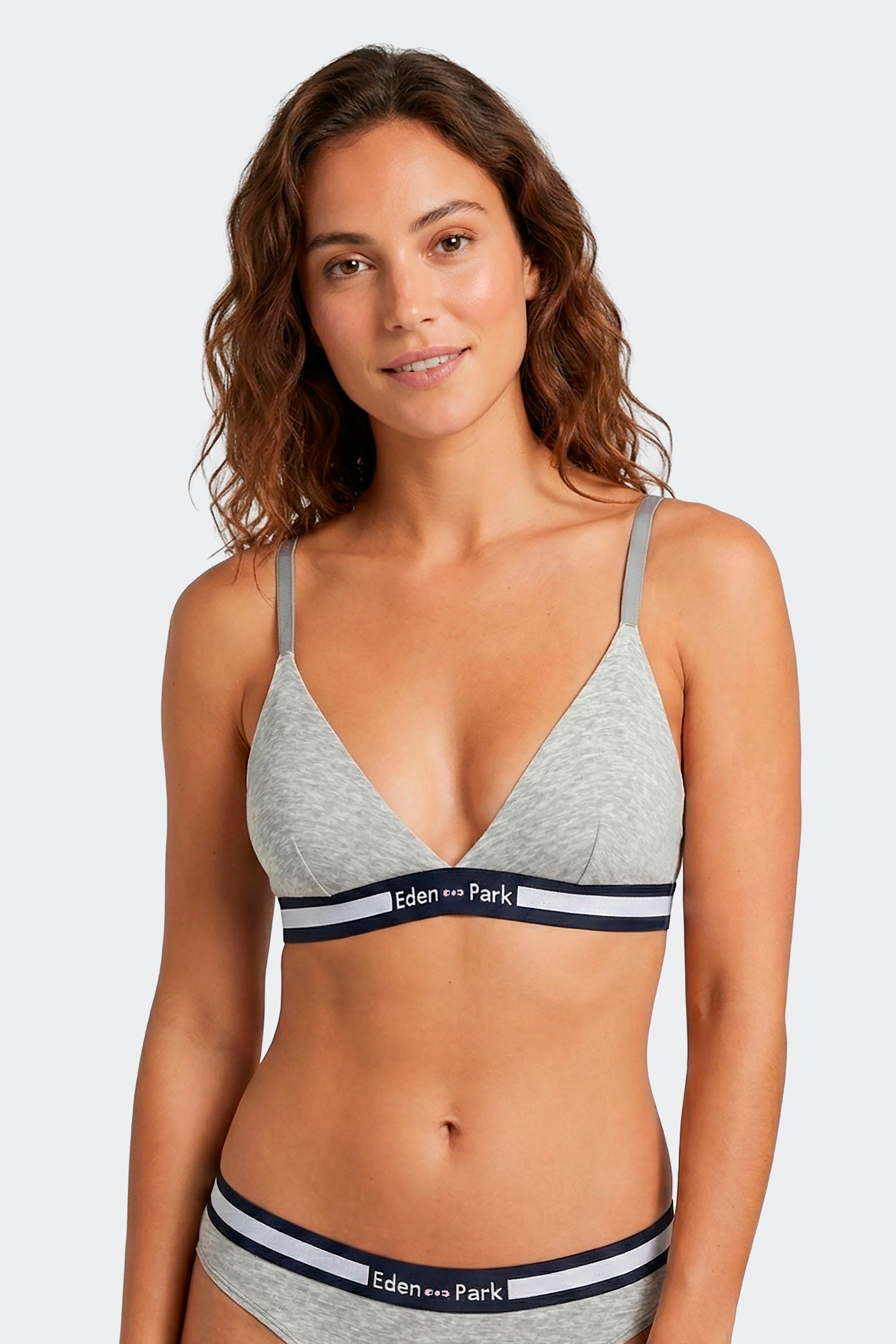 Soutien-gorge triangle de algodón stretch gris élastique siglé