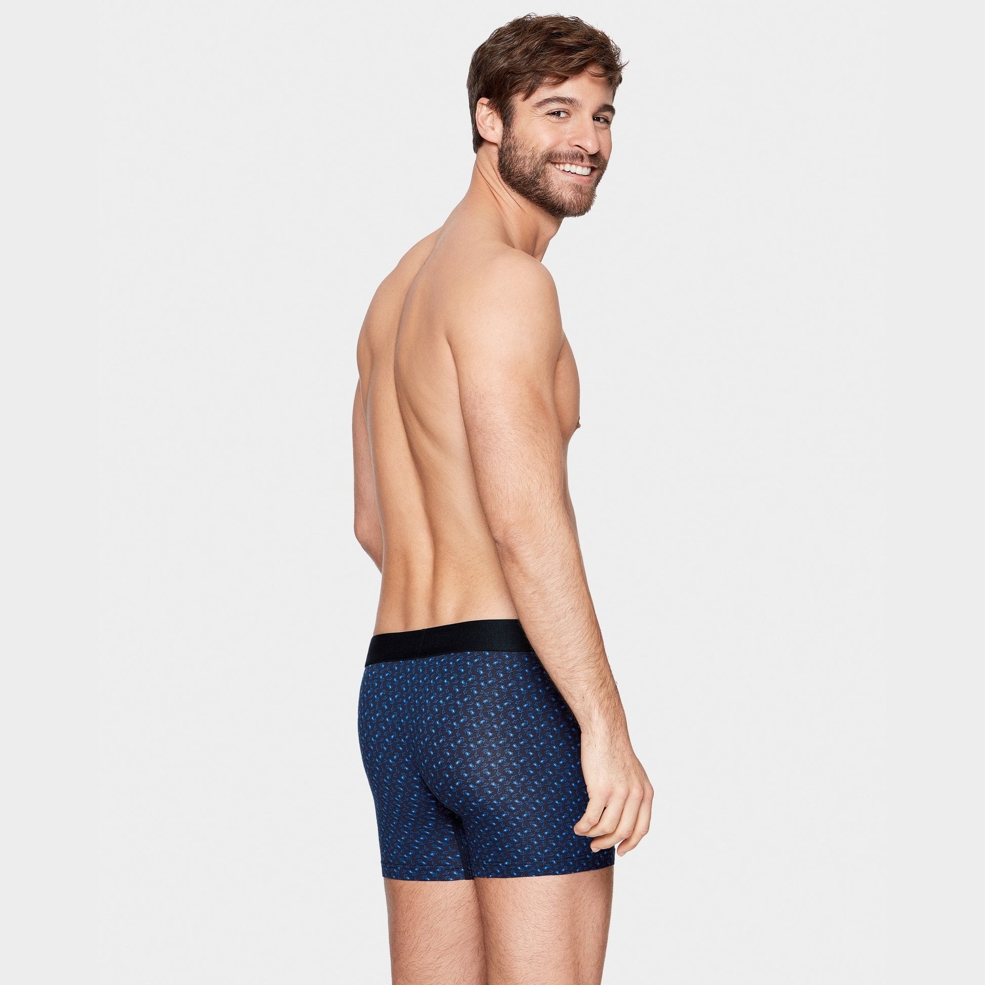 Boxer bleu imprimé exclusif fleuri