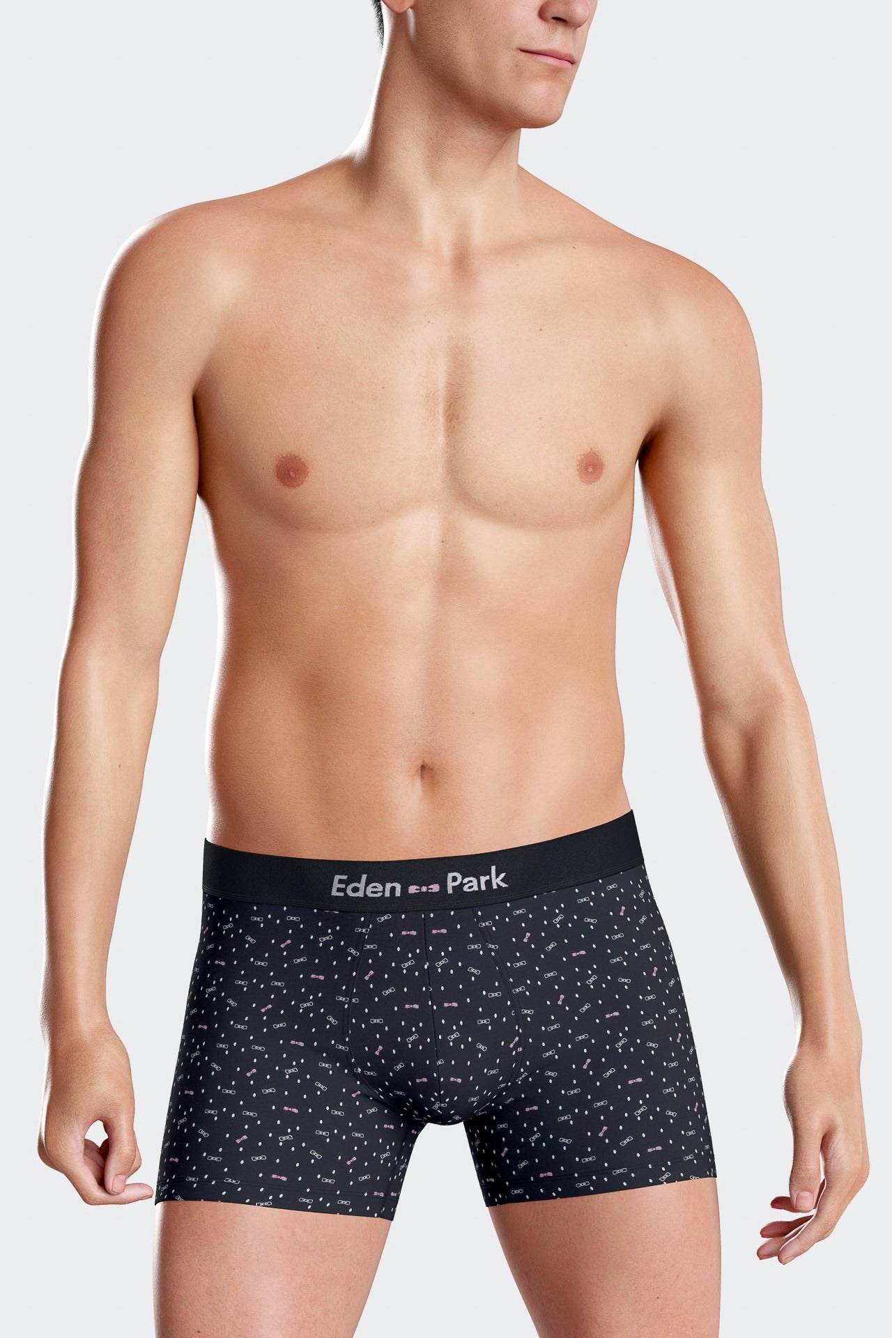 Boxer en coton stretch bleu marine micro motifs n uds papillon Eden Park