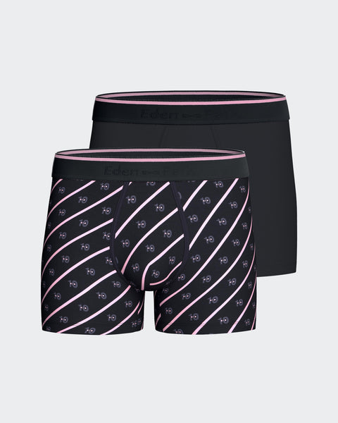 Lot de deux boxers en jersey de coton stretch marine uni et ciel micromotifs 10 - Image 1