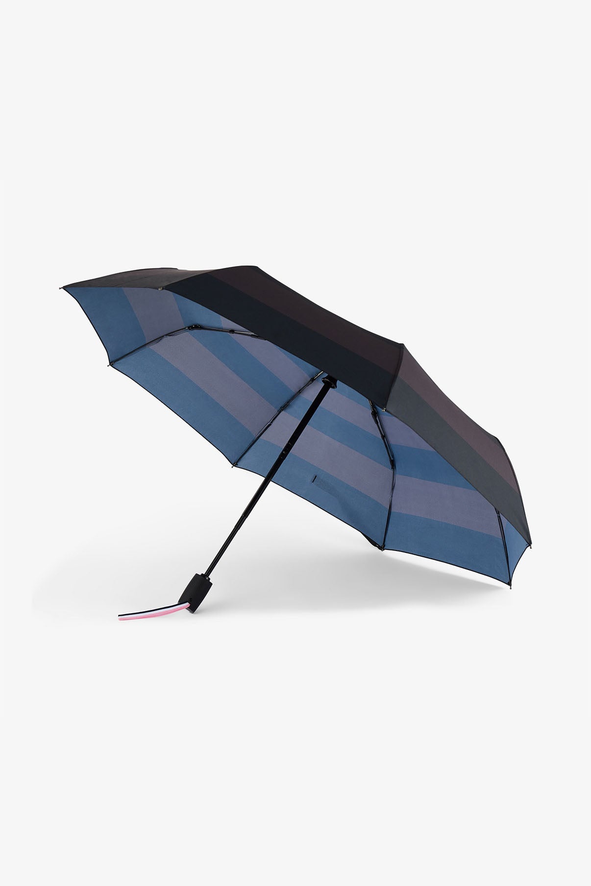 Parapluie noir pliant à rayures