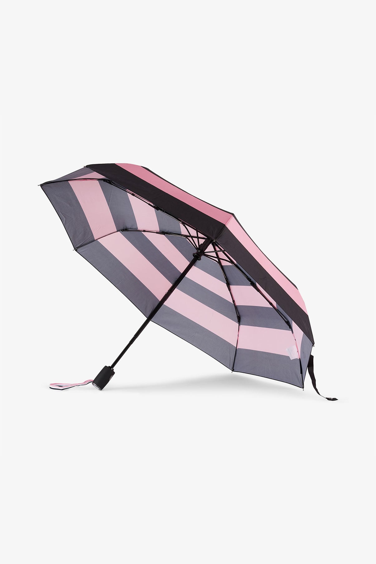 Parapluie rose pliant à rayures