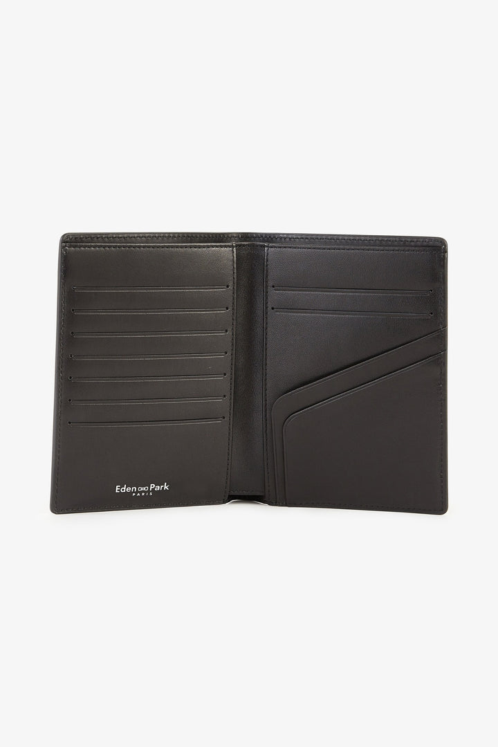Portefeuille passeport en cuir noir