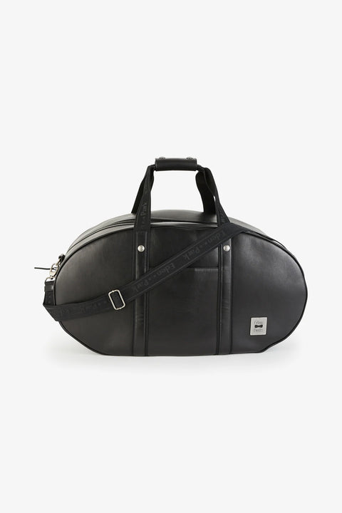 Sac de voyage ovale noir en cuir - Image 1