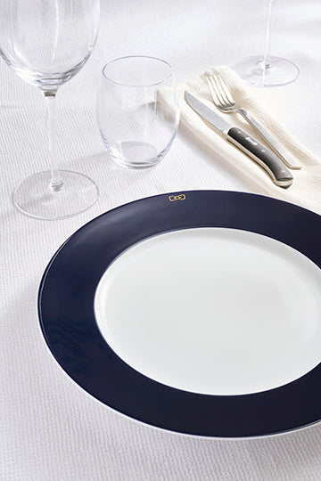 Lot de 6 grandes assiettes marine en porcelaine de Limoges