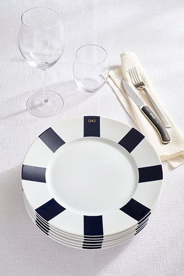 Lot de 6 assiettes marine en porcelaine de Limoges