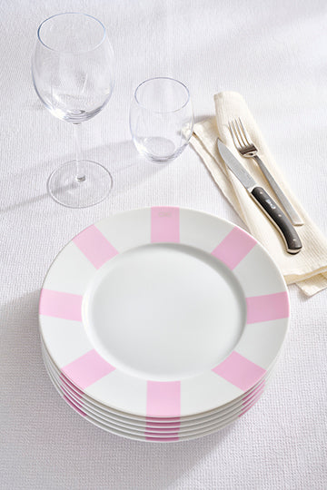 Lot de 6 assiettes roses en porcelaine de Limoges