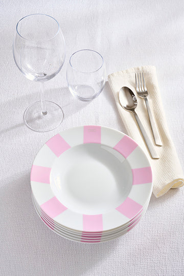 Lot de 6 assiettes à dessert roses en porcelaine de Limoges