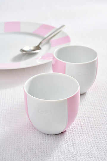 Duo de tasses à café en porcelaine intérieur émaillé rose