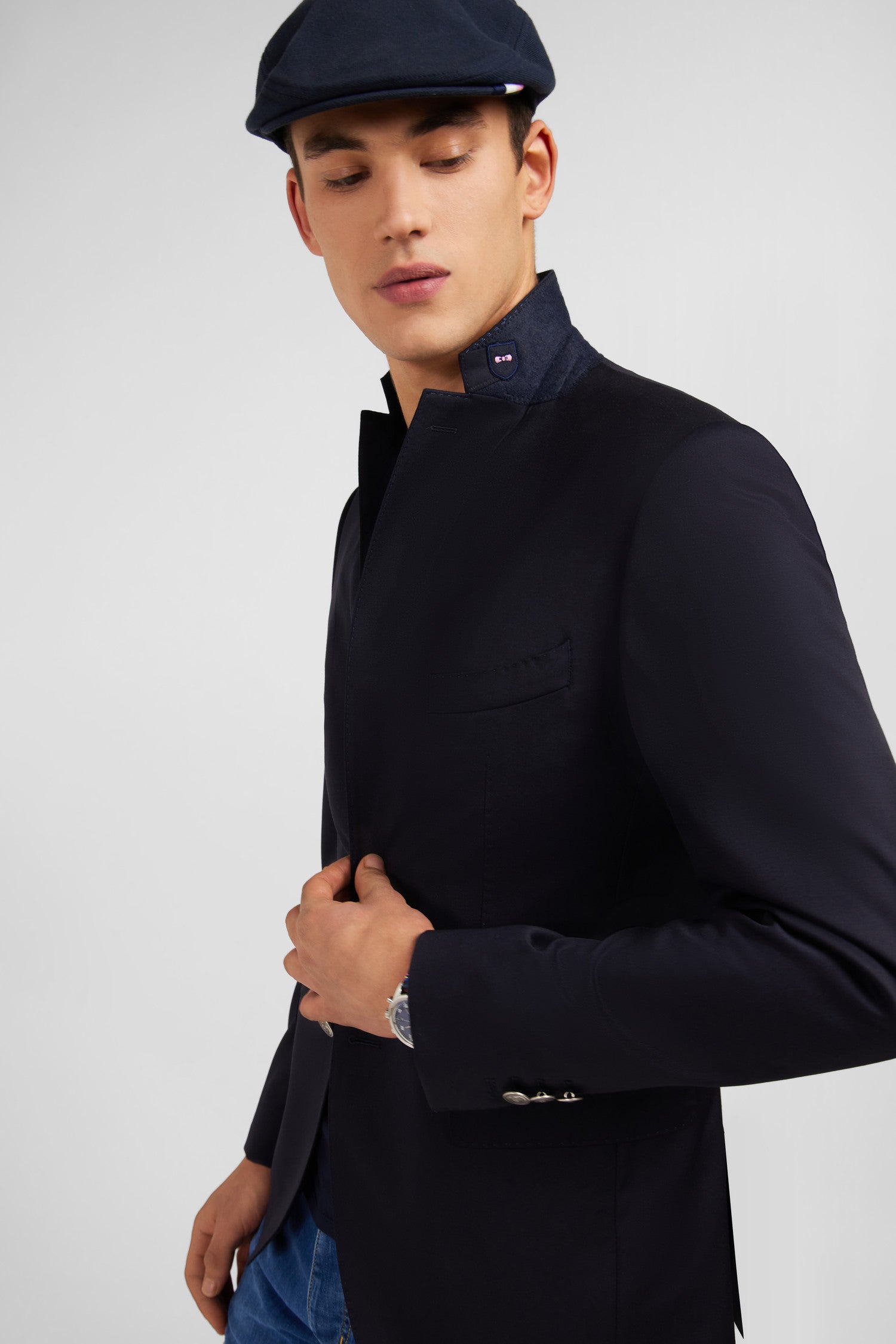 Blazer bleu marine slim fit 100 laine Eden Park