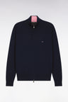 Navy blue cotton cardigan with zipper