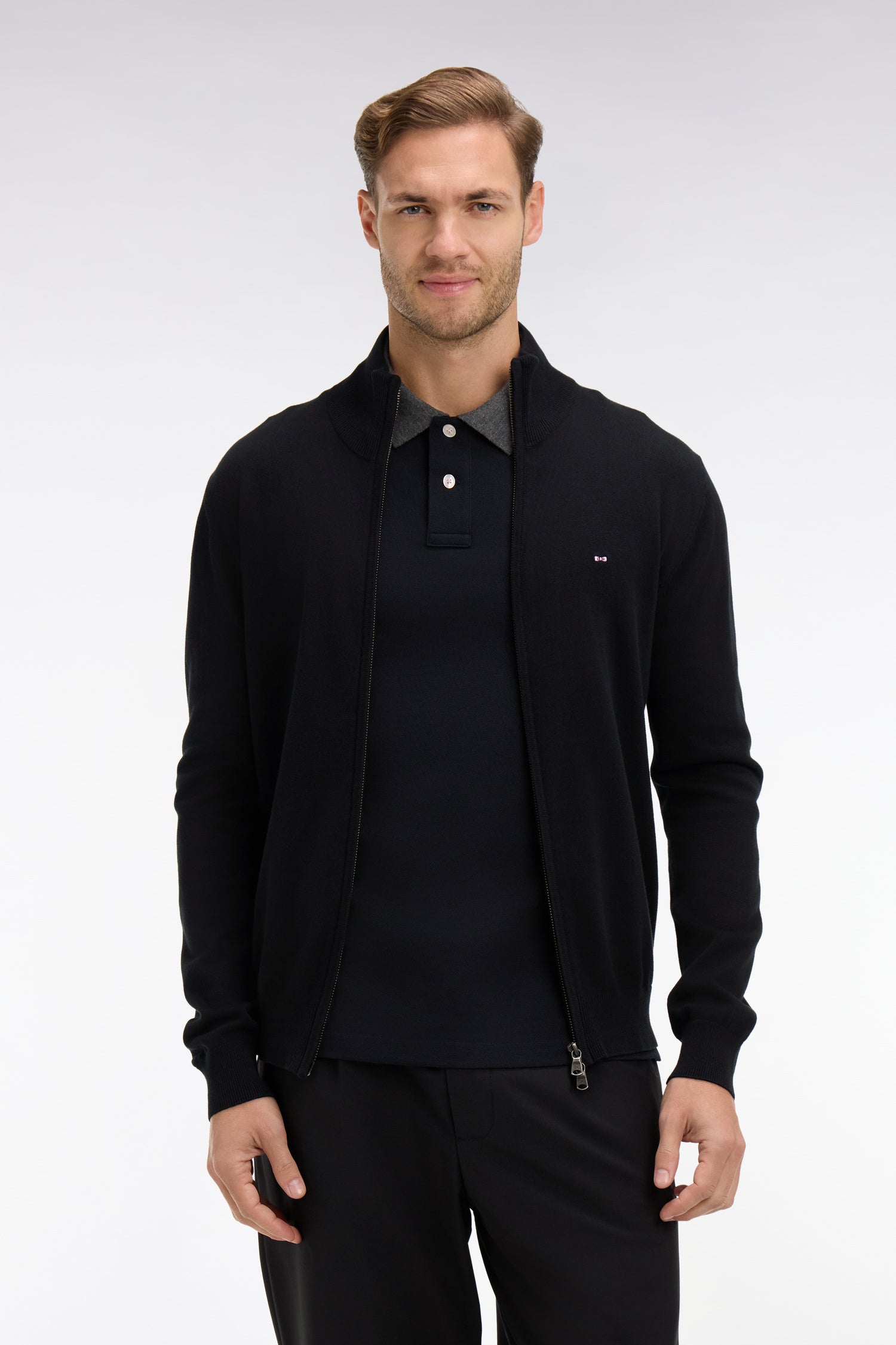 Cardigan noir zippé en coton