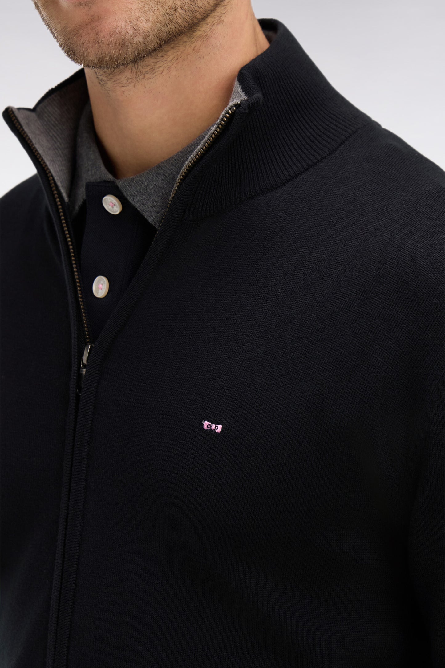 Cardigan noir zippé en coton