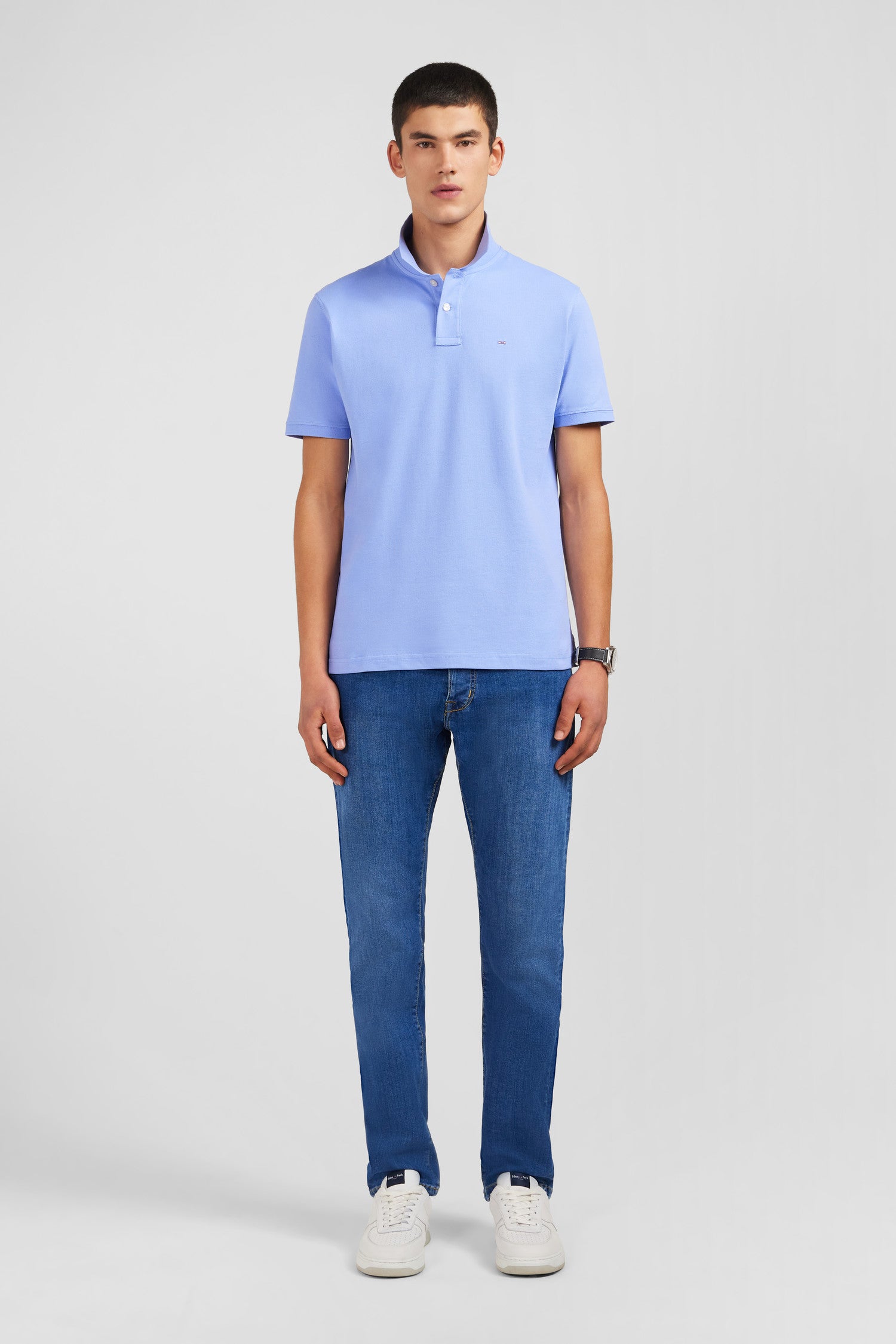 Poloshirt blau aus Baumwolle pima stretch
