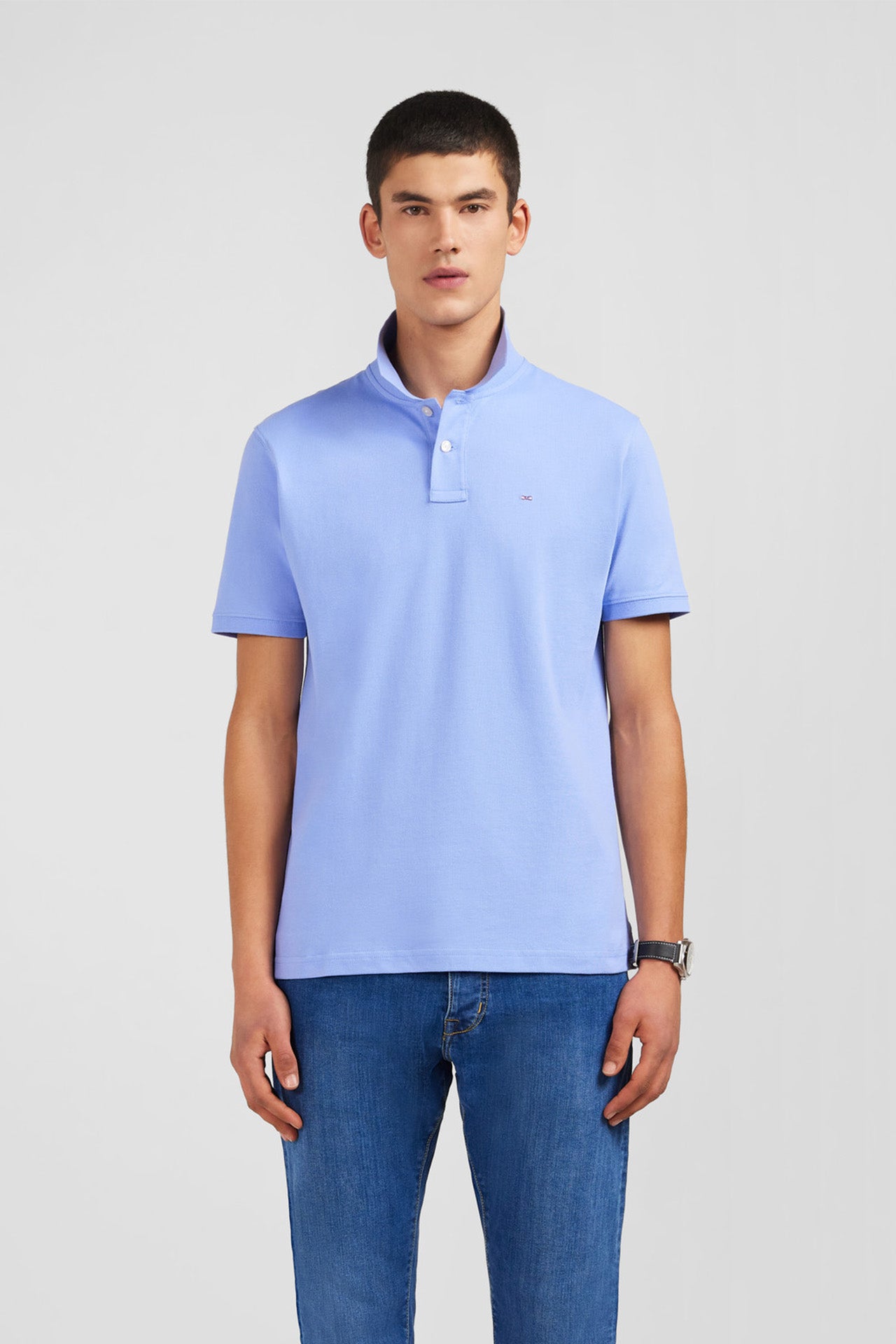 Poloshirt blau aus Baumwolle pima stretch