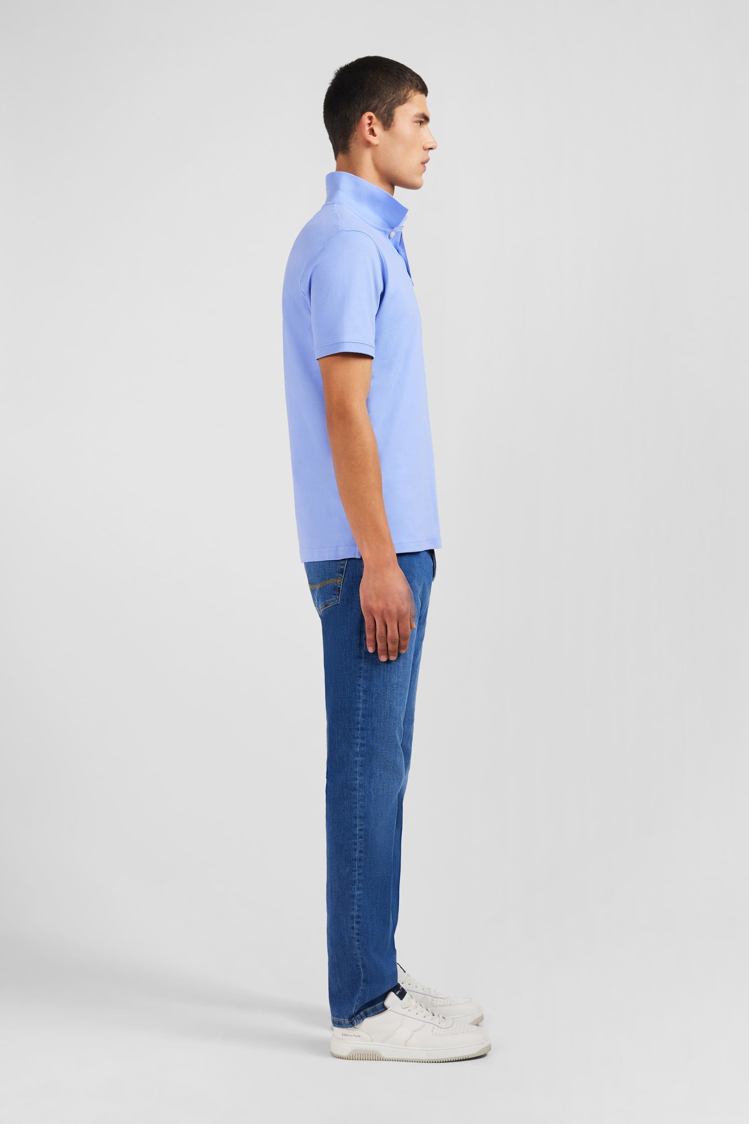 Poloshirt blau aus Baumwolle pima stretch