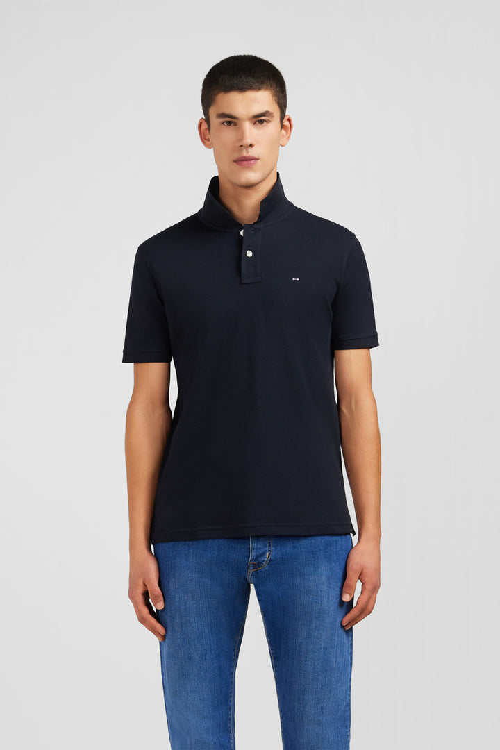 Black stretch pima cotton polo