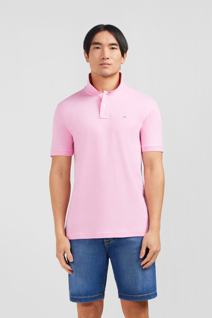 Pink stretch pima cotton polo