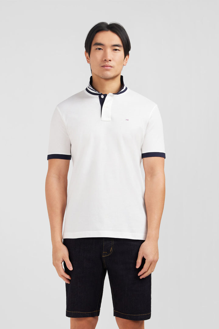 Polo blanc en coton pima avec détails contrastés
