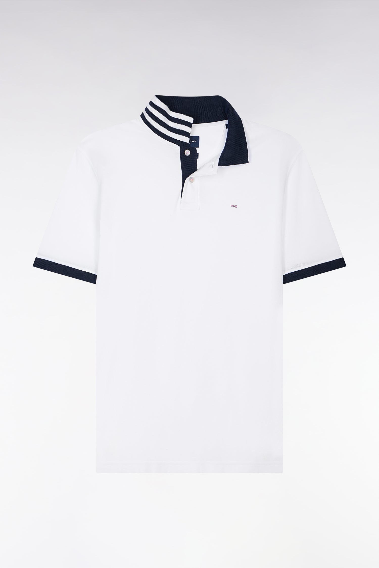 Polo blanc en coton pima avec détails contrastés