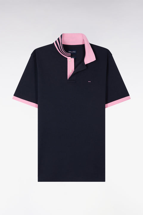 Navy blue pima cotton polo with contrasting accents - Image 2