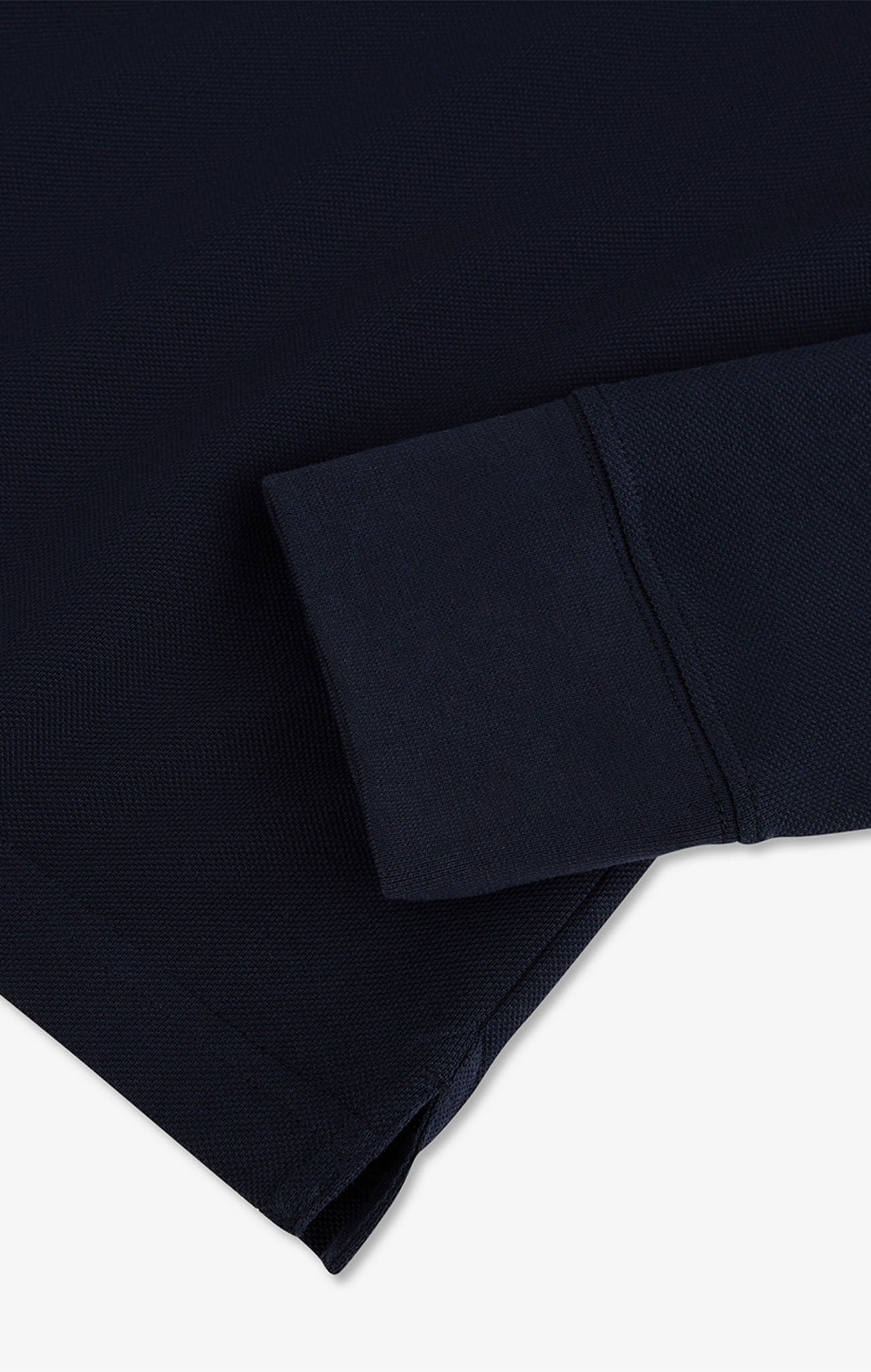 Polo manches longues bleu marine en coton avec col contrasté