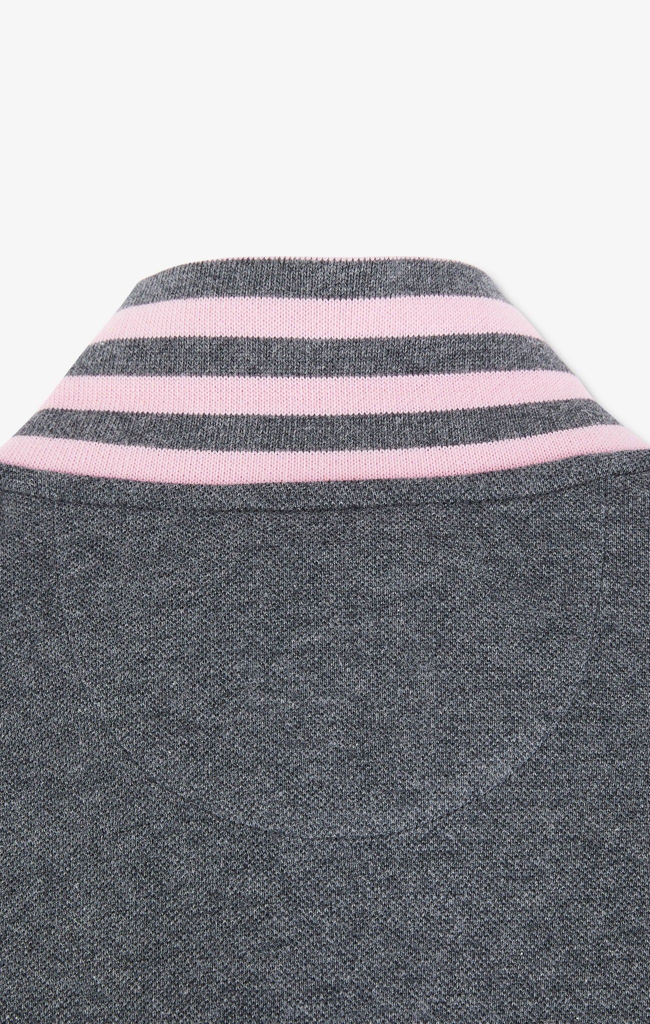 Polo manches longues gris en coton avec col contrasté