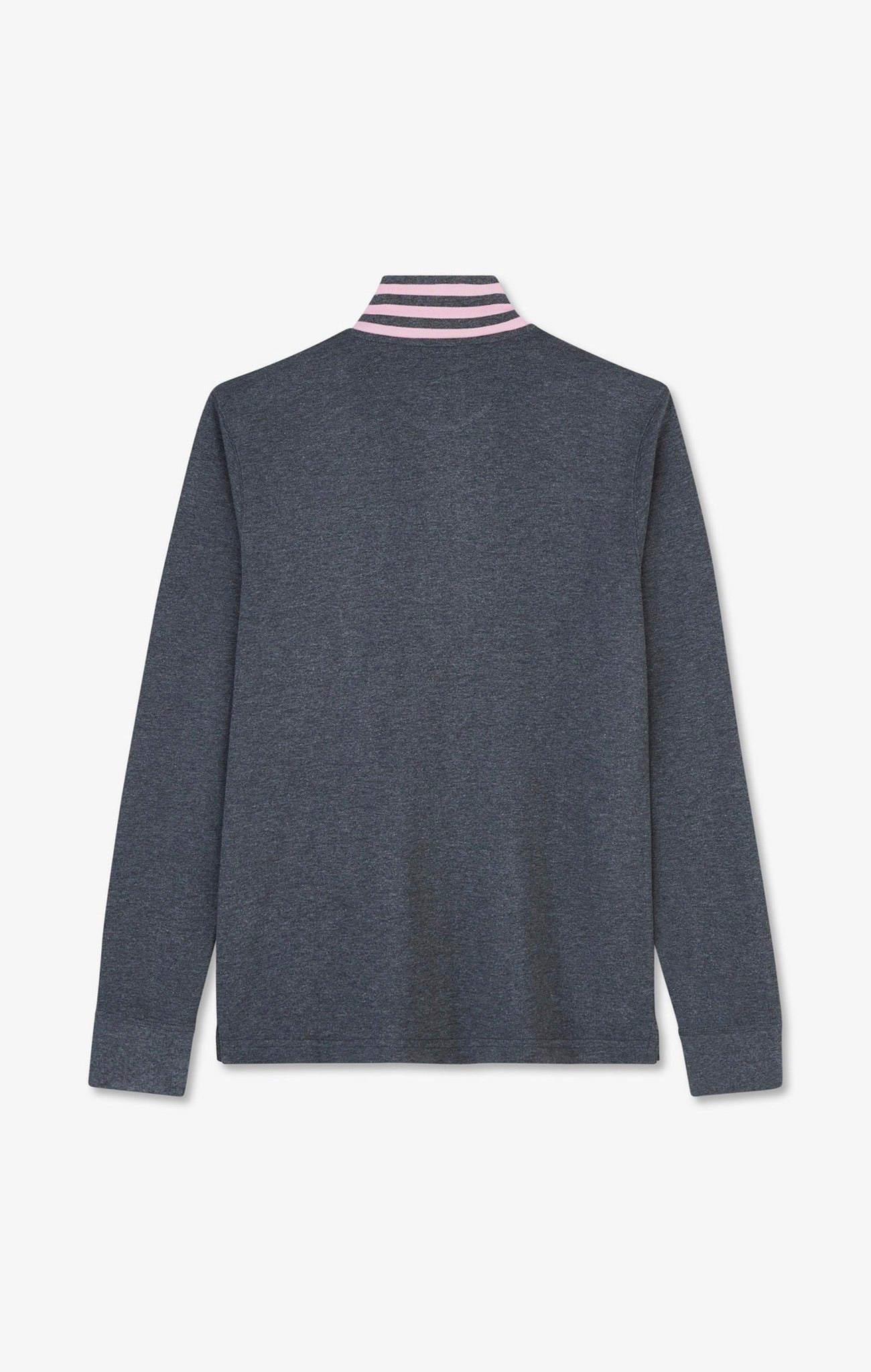 Polo manches longues gris en coton avec col contrasté
