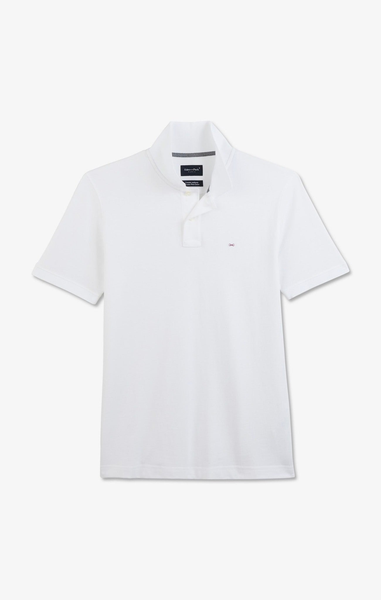 Poloshirt Weiß aus Baumwolle pima mit Details kontrastierend