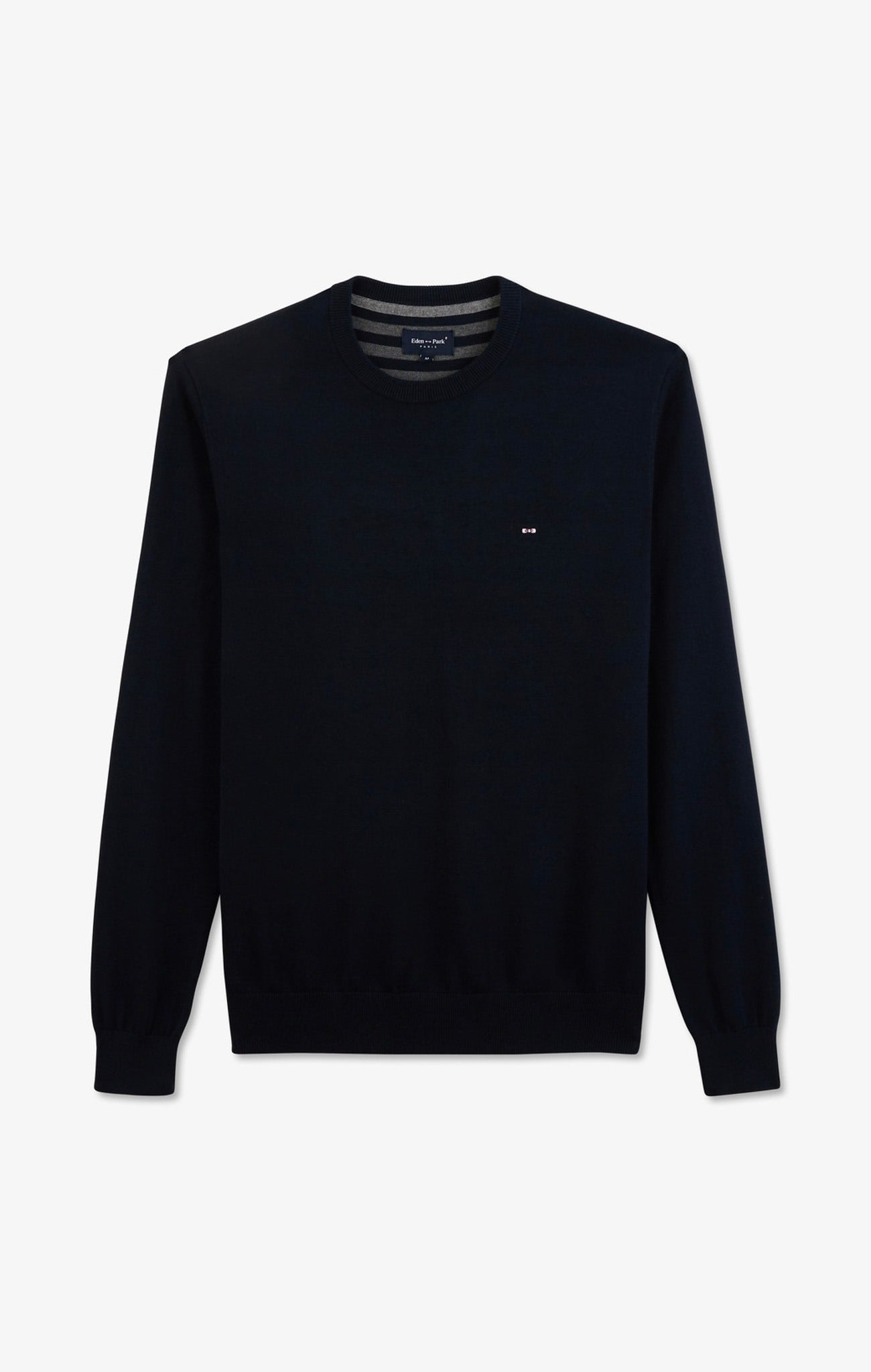 Pull bleu marine à col rond en coton