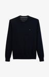 Pull bleu marine à col rond en coton