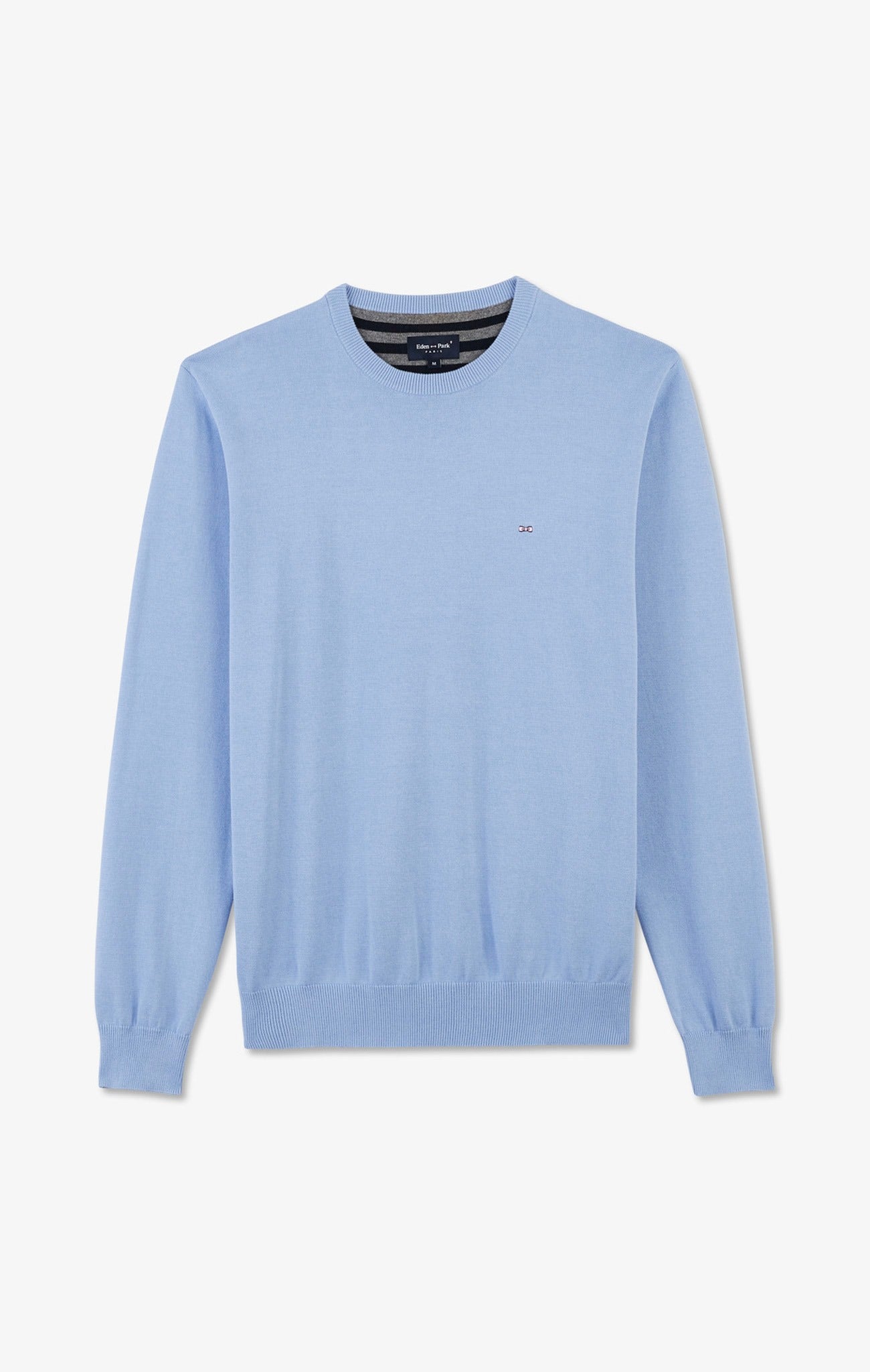 Pull bleu à col rond en coton