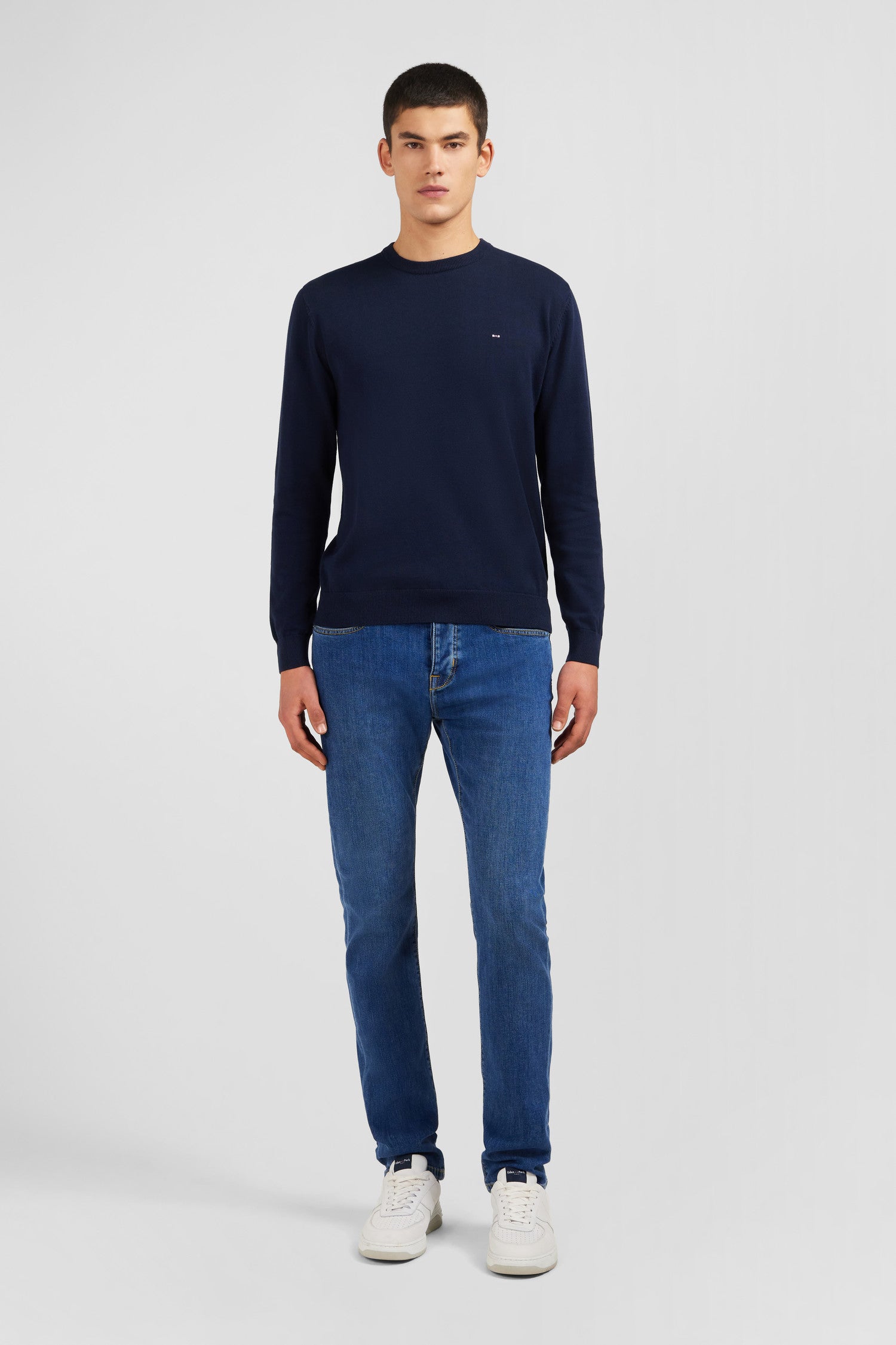 Col Rond Pull Homme Marine Pull Bleu Marine à Col Rond En Coton