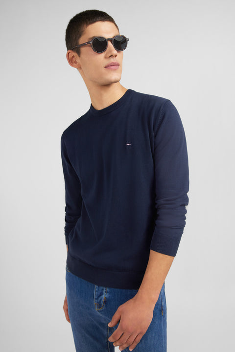 Pull bleu marine à col rond en coton - Image 3