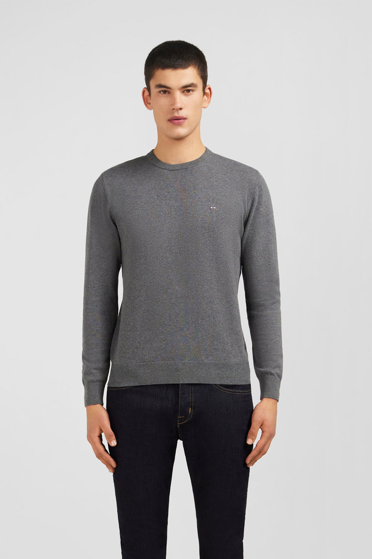 Pullover Rundhalsausschnitt aus Baumwolle Grau