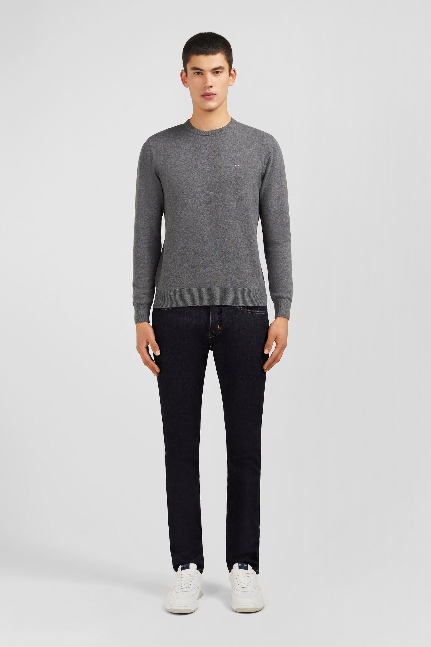 Pullover Rundhalsausschnitt aus Baumwolle Grau