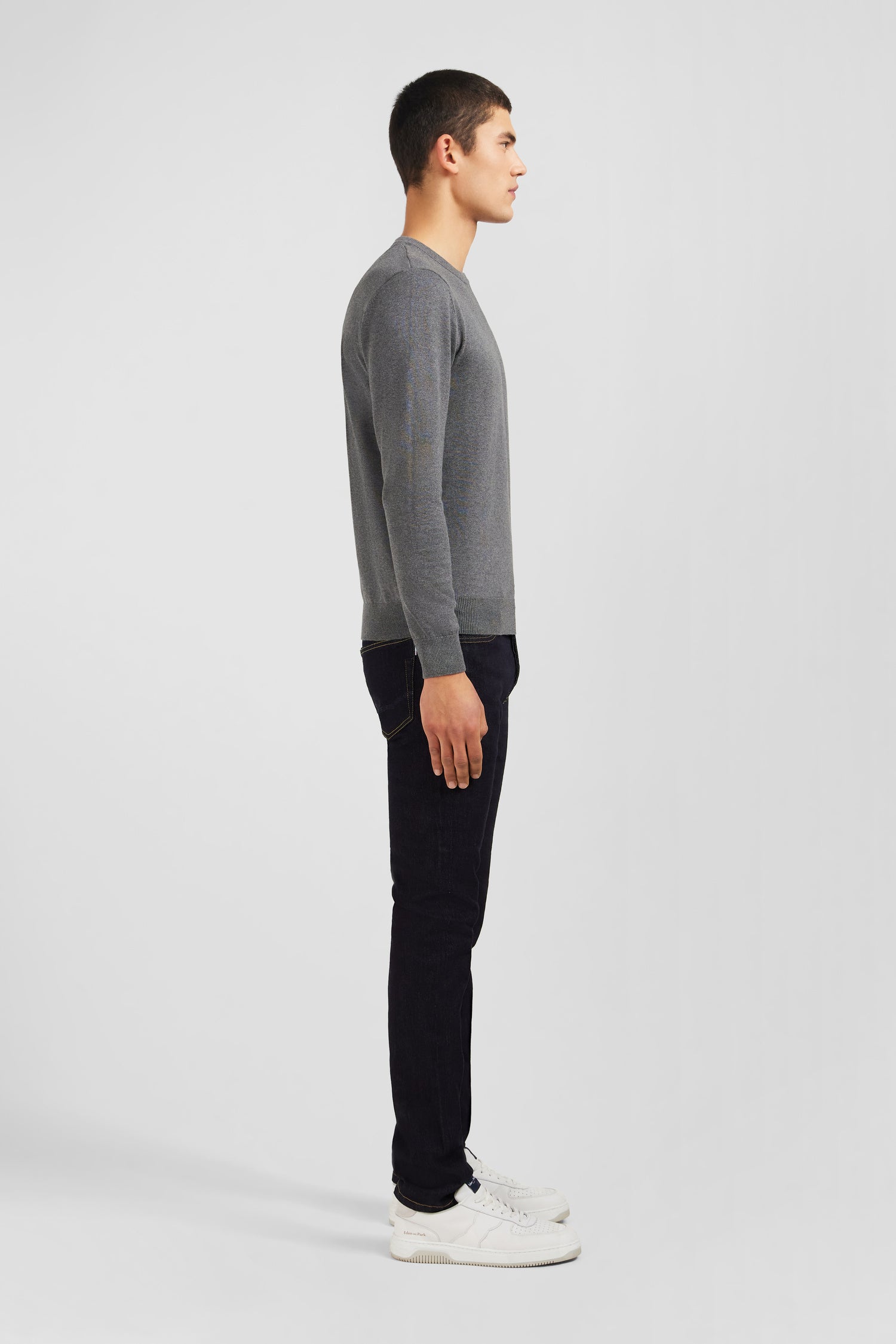 Pullover Rundhalsausschnitt aus Baumwolle Grau
