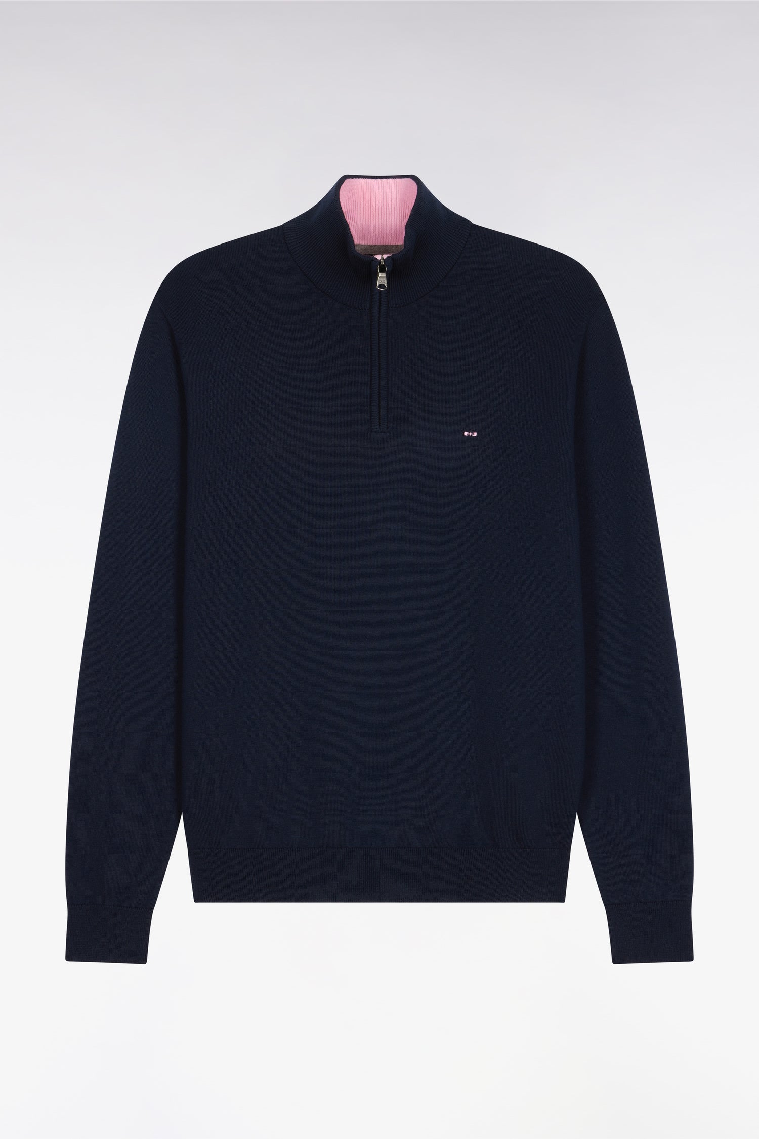 Pull bleu marine à col camionneur en coton