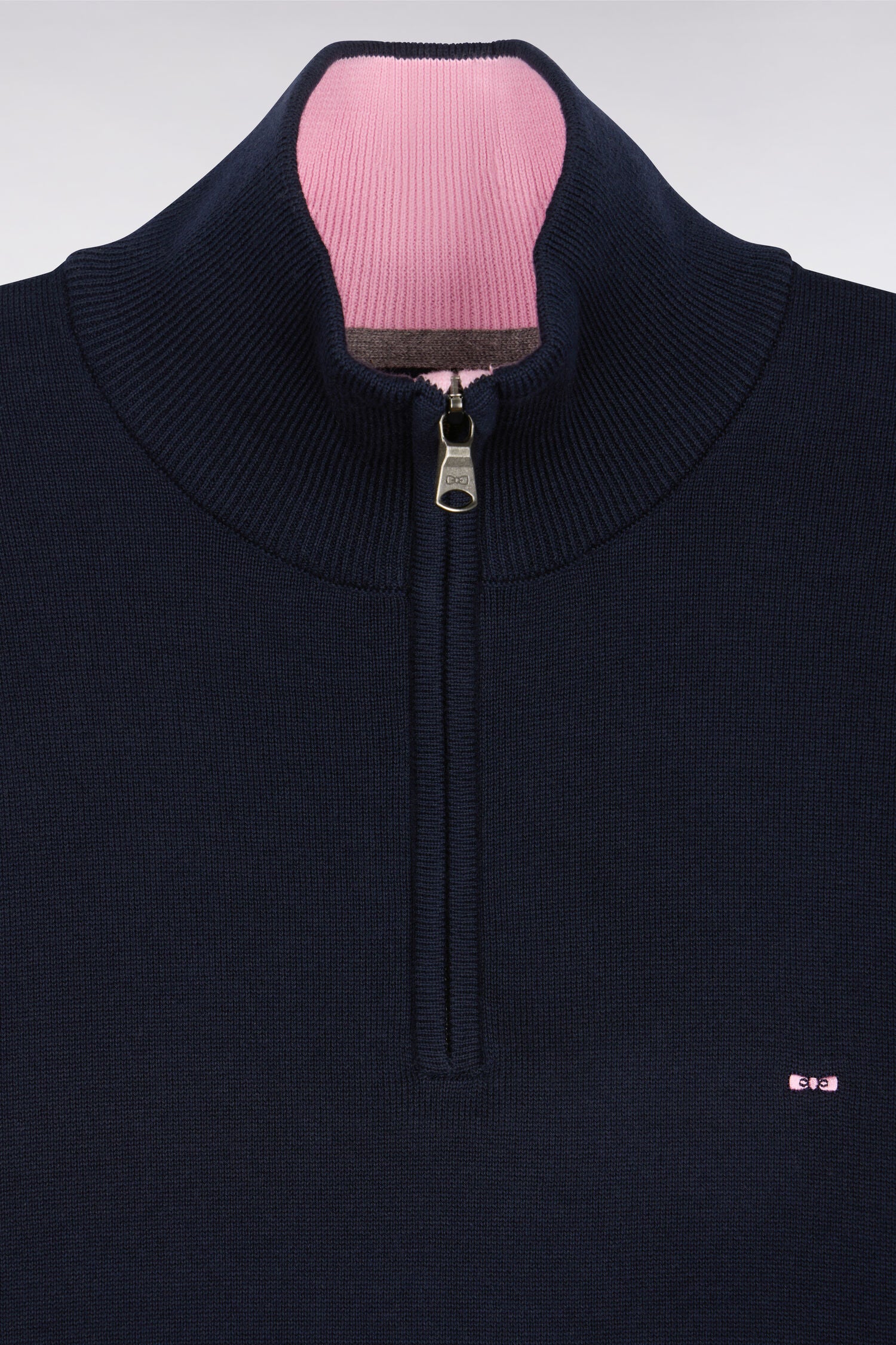 Pull bleu marine à col camionneur en coton
