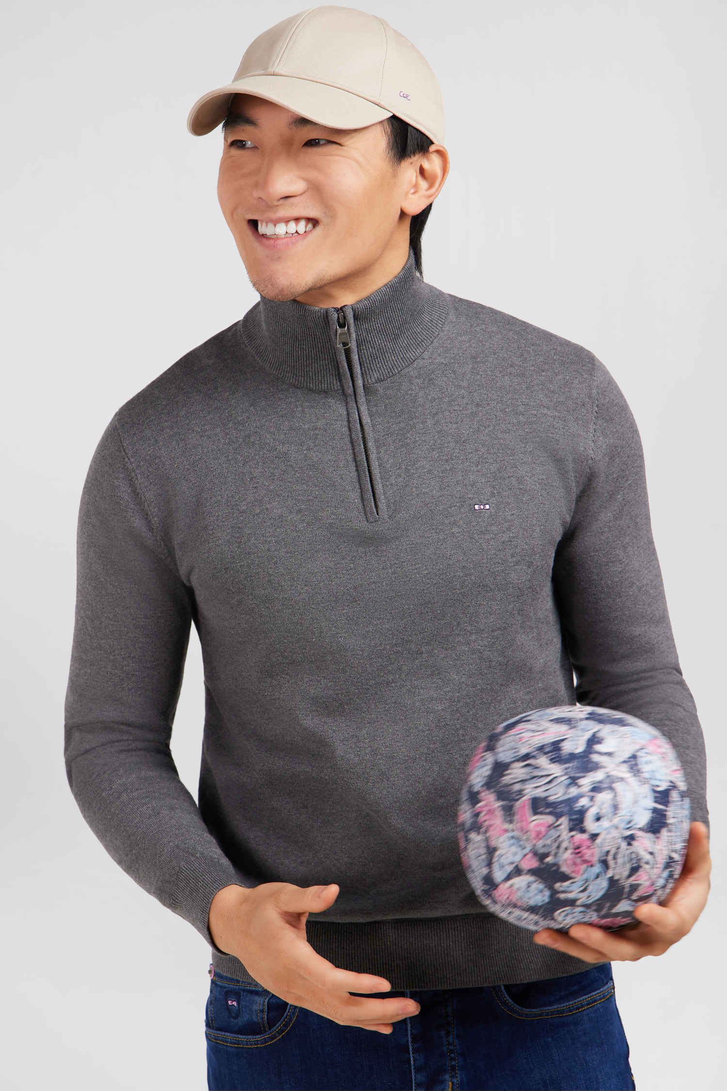 Pull gris a col camionneur en coton Eden Park