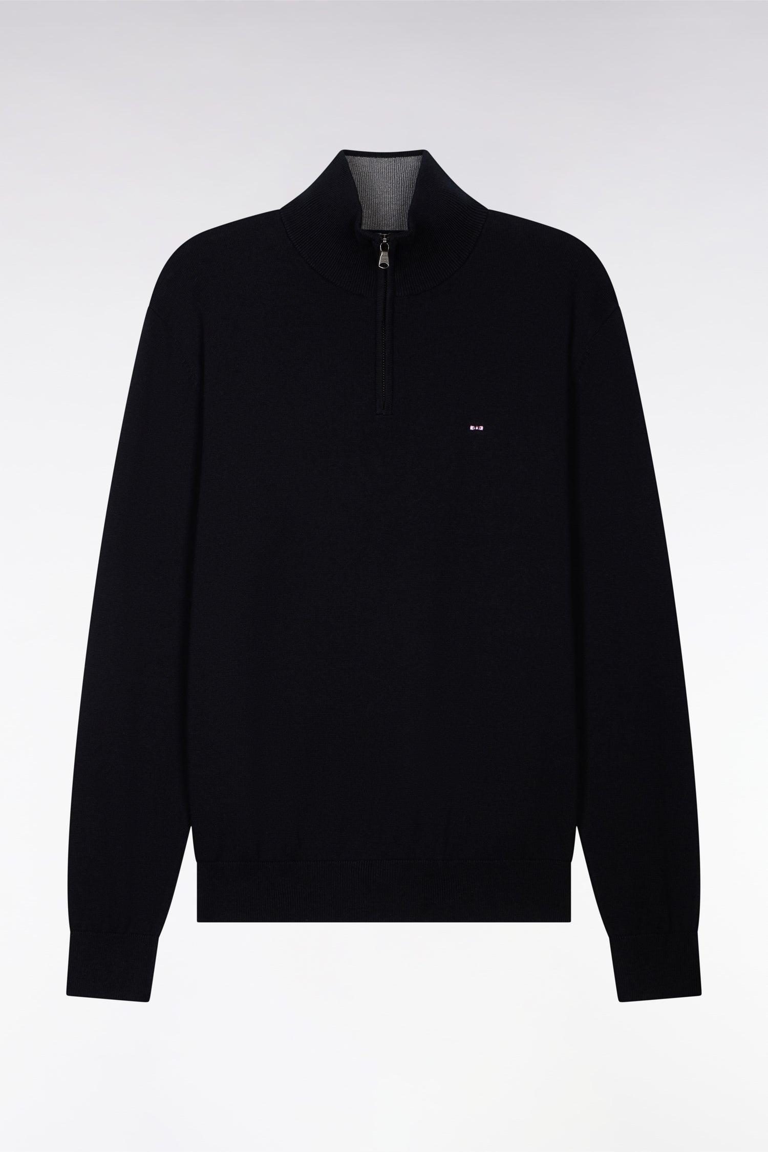 Pull noir à col camionneur en coton