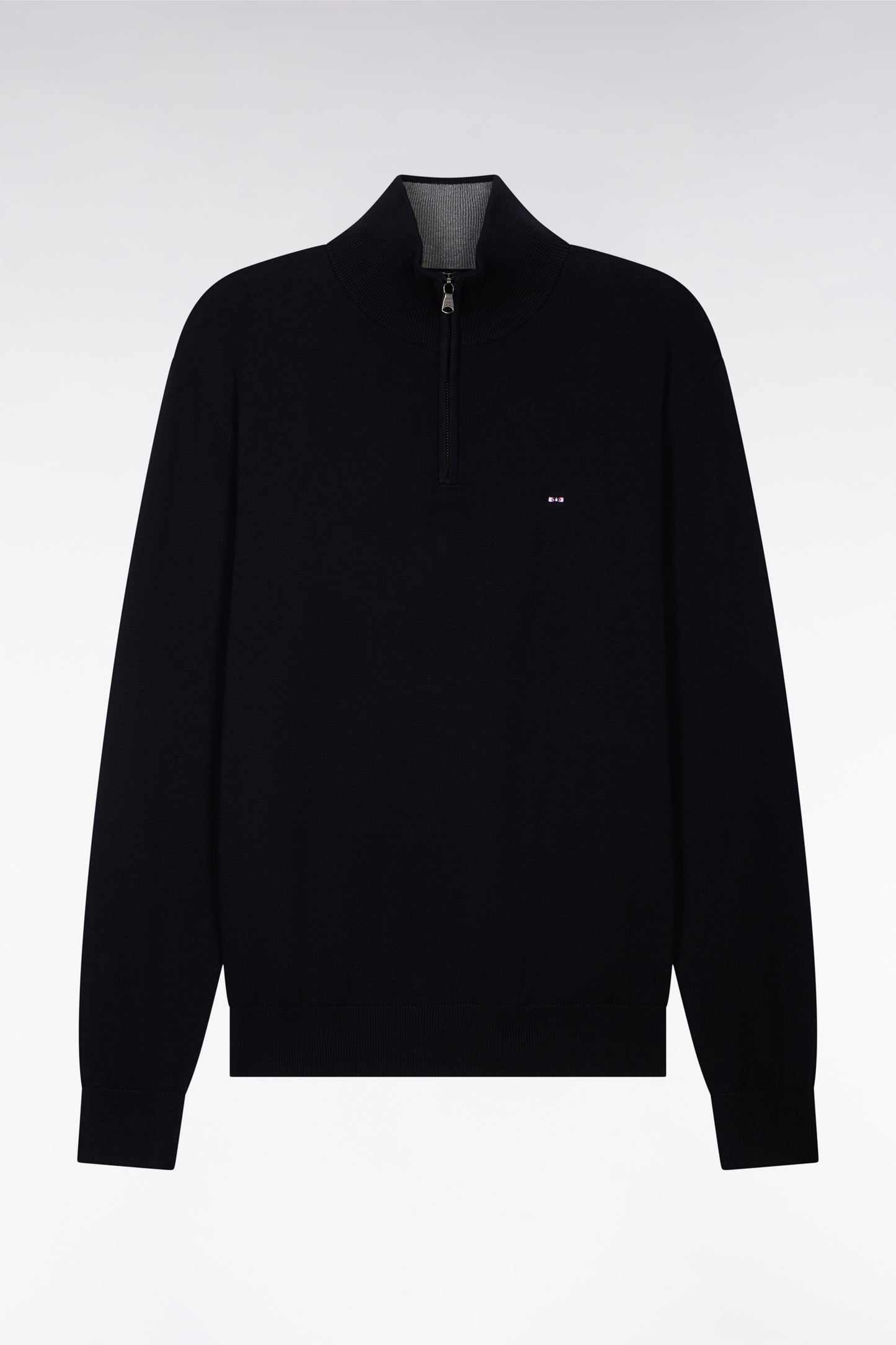 Pull noir à col camionneur en coton