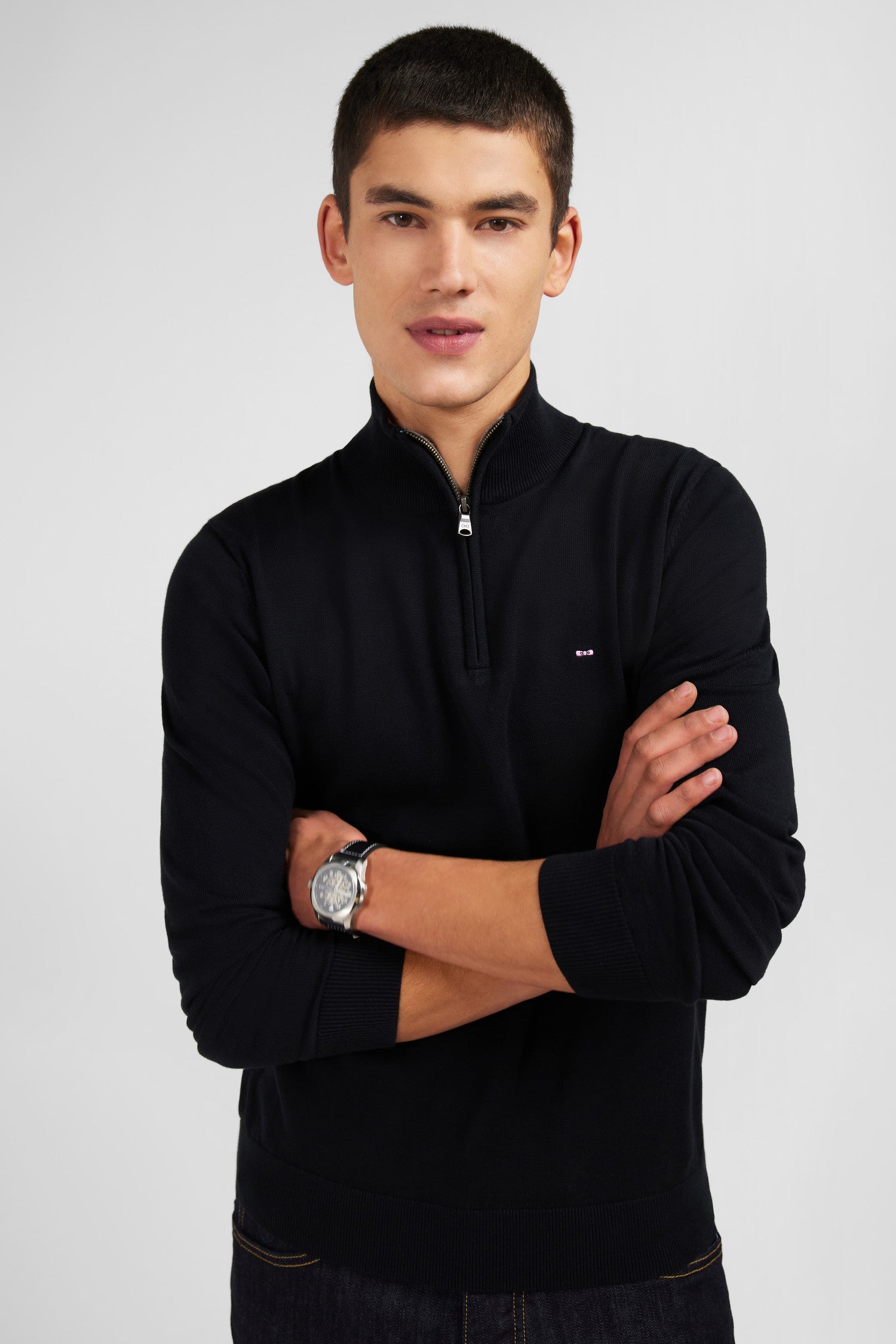 Cardigan Eden Park Pour Homme - En Coton, Fermeture éclair - Noir, Taille L - Style Décontracté Et Confortable