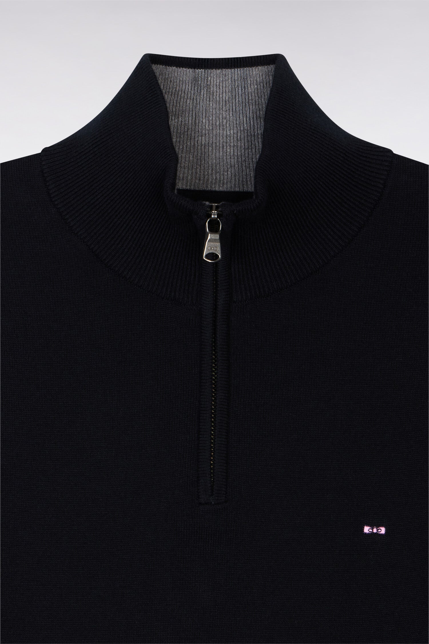 Pull noir à col camionneur en coton