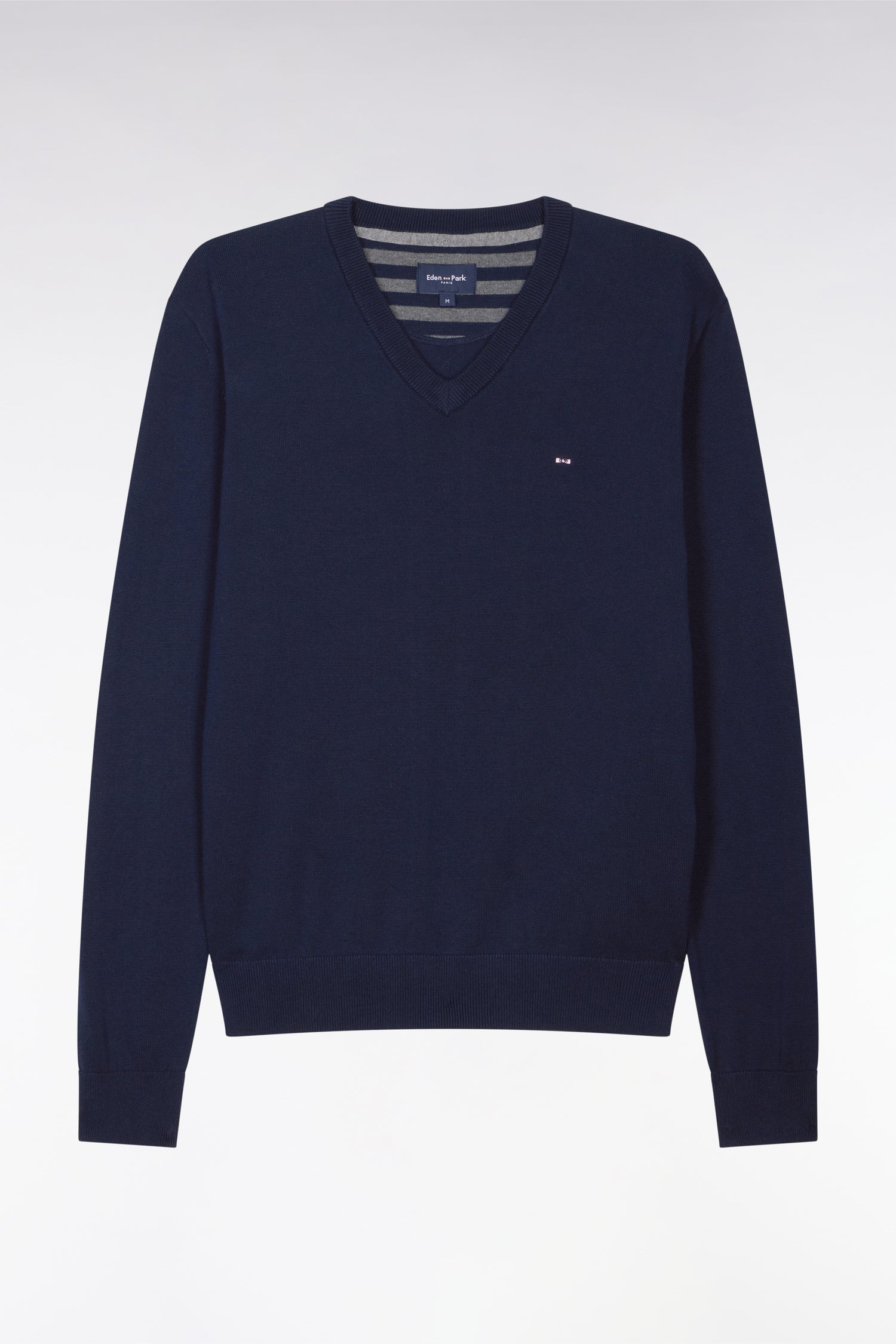 Pullover Marineblau mit V-Ausschnitt aus Baumwolle