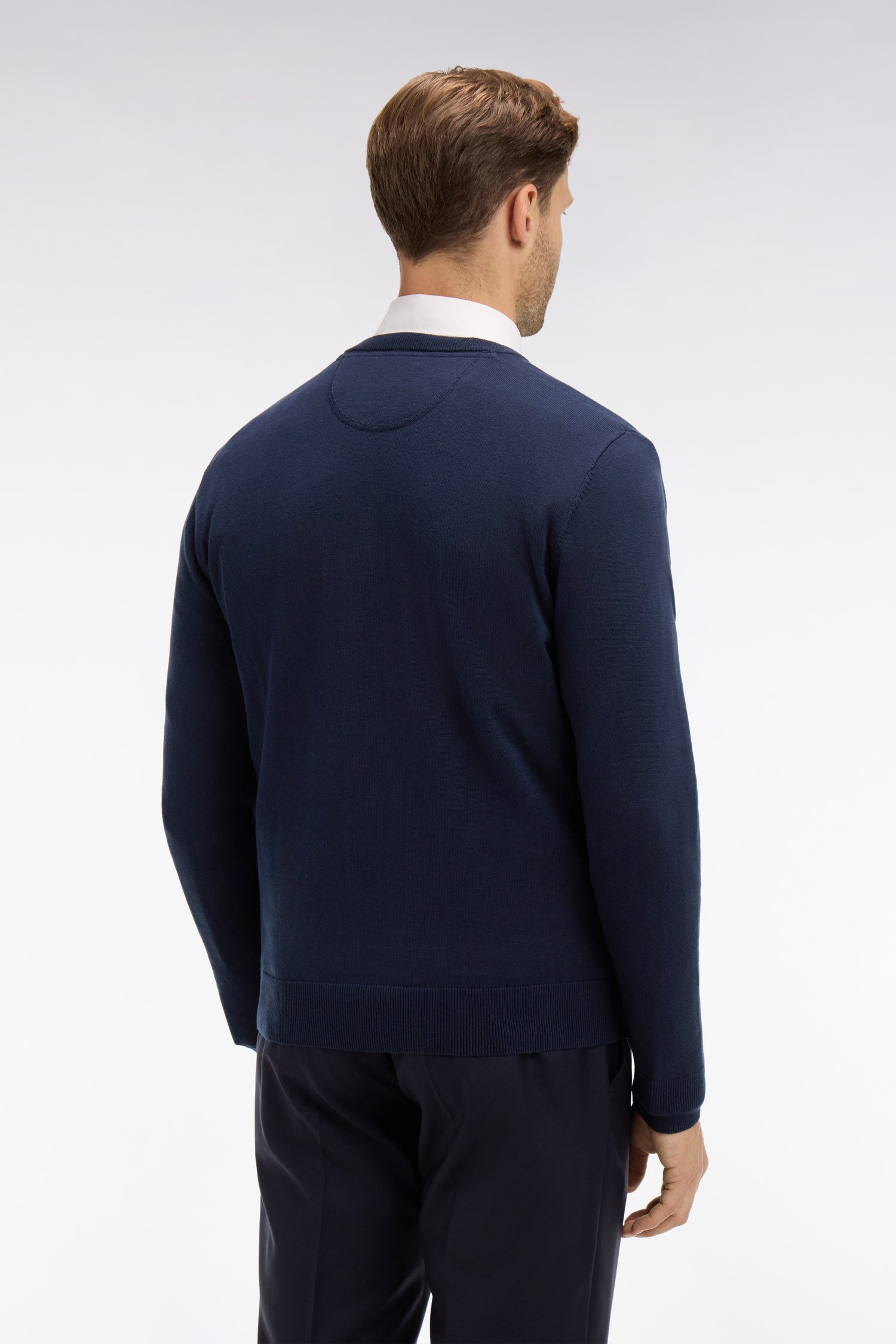 Pullover Marineblau mit V-Ausschnitt aus Baumwolle