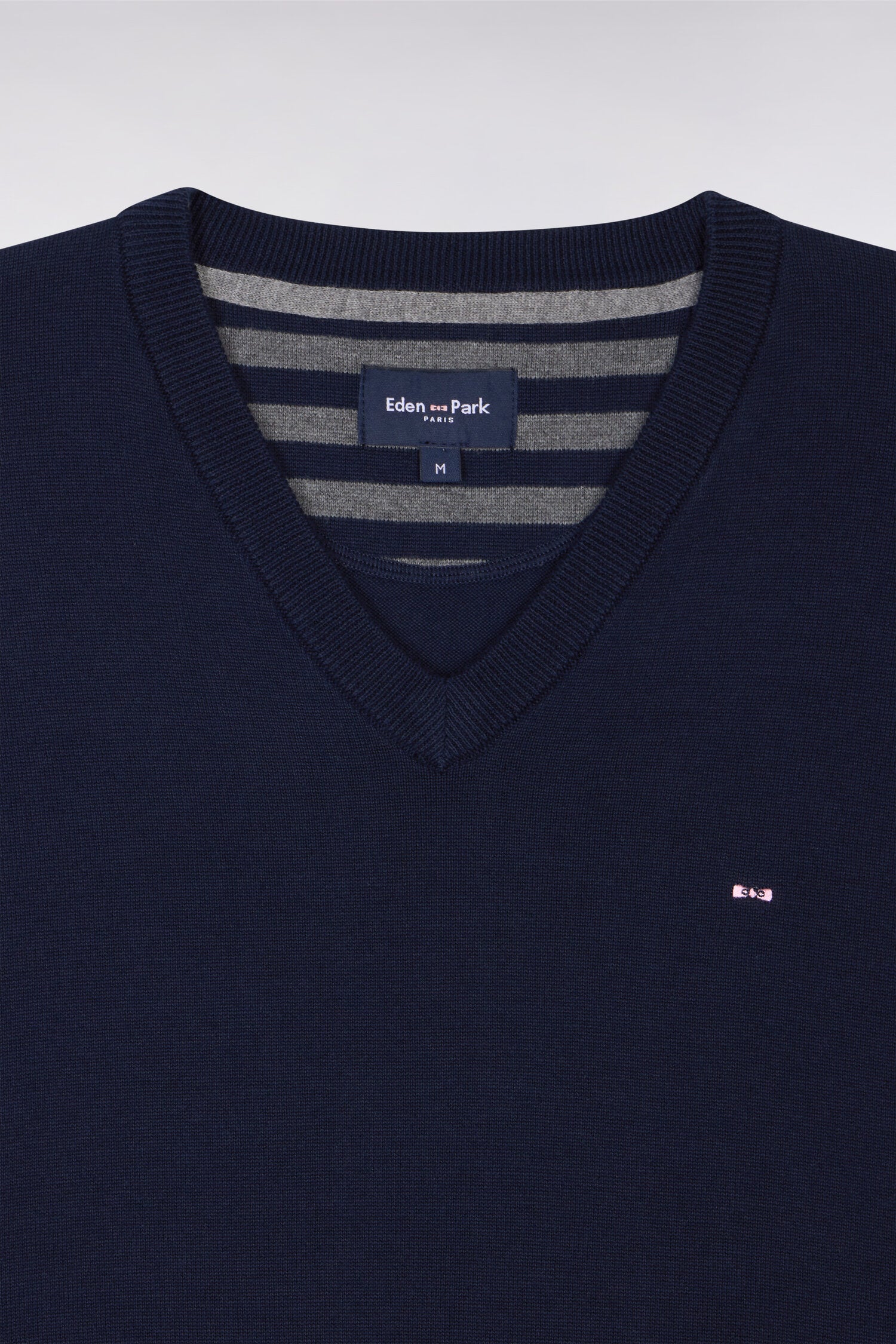 Pullover Marineblau mit V-Ausschnitt aus Baumwolle